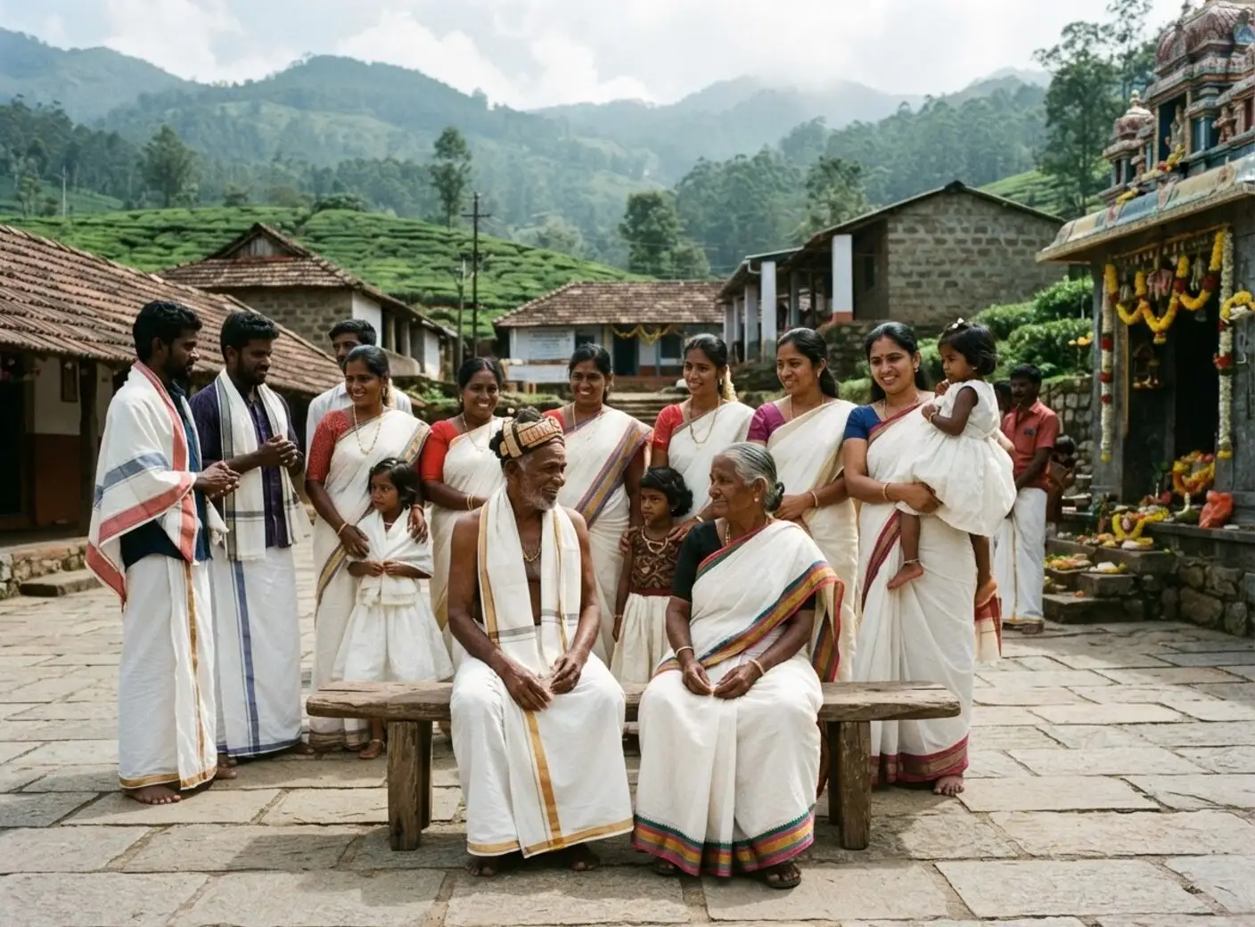 Badaga community members gathered together in the Nilgiri hills